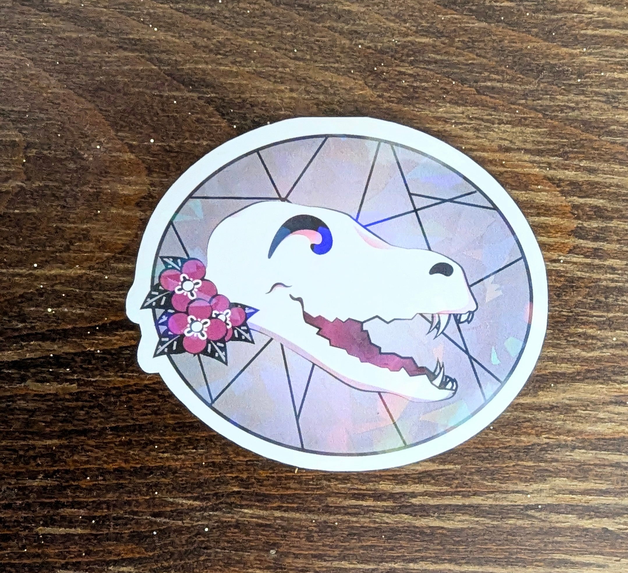 2" Holographic Asexual Laughing Fox Skull Sticker