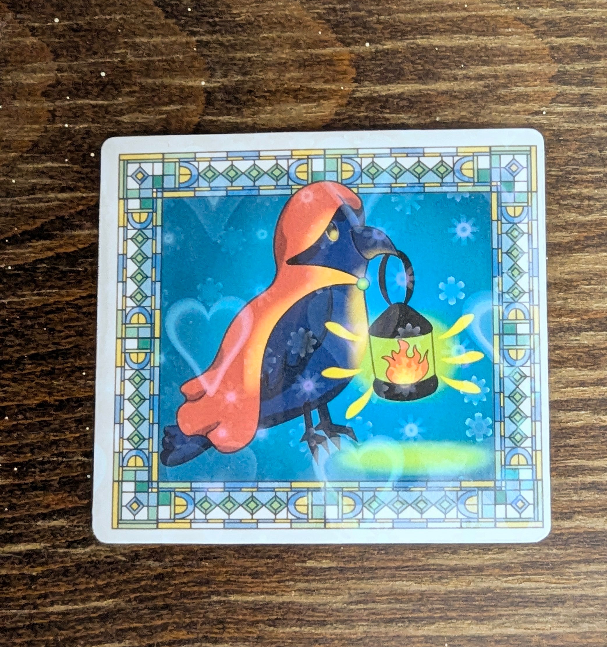2" Holographic Crow with Lantern Sticker