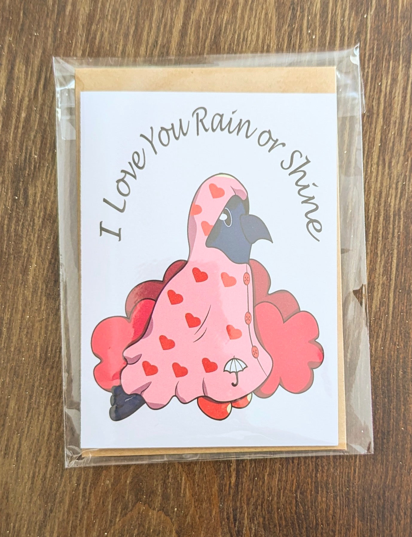 I Love You Rain or Shine Crow 5X7 Card