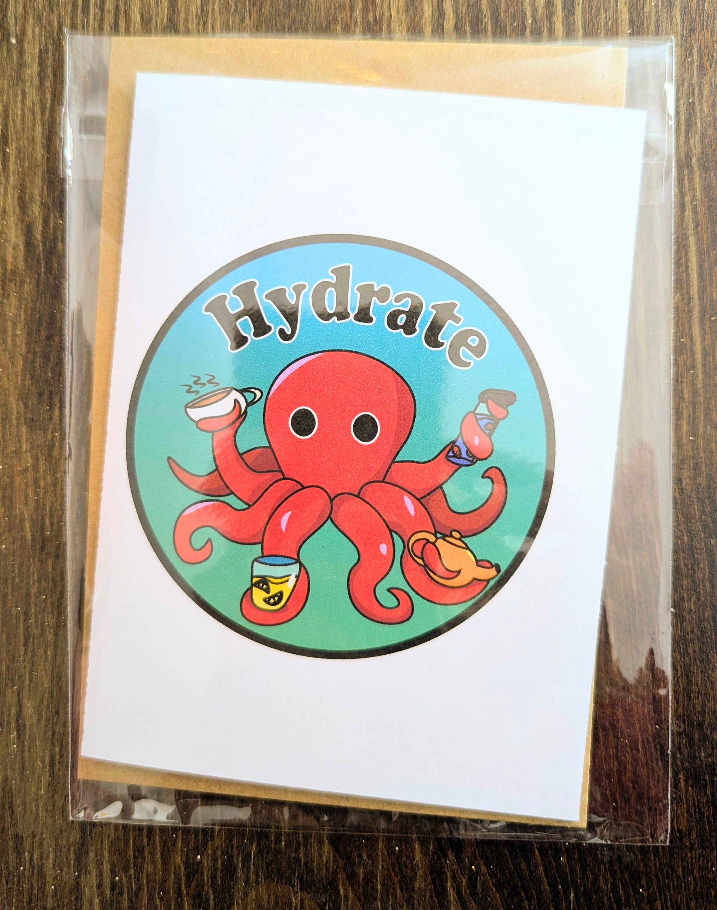 Red Hydrate Octopus 5x7 Card