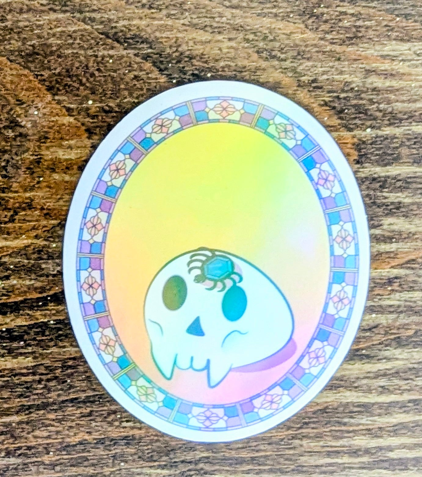 2" Holographic skull with Jewel Spider Sticker