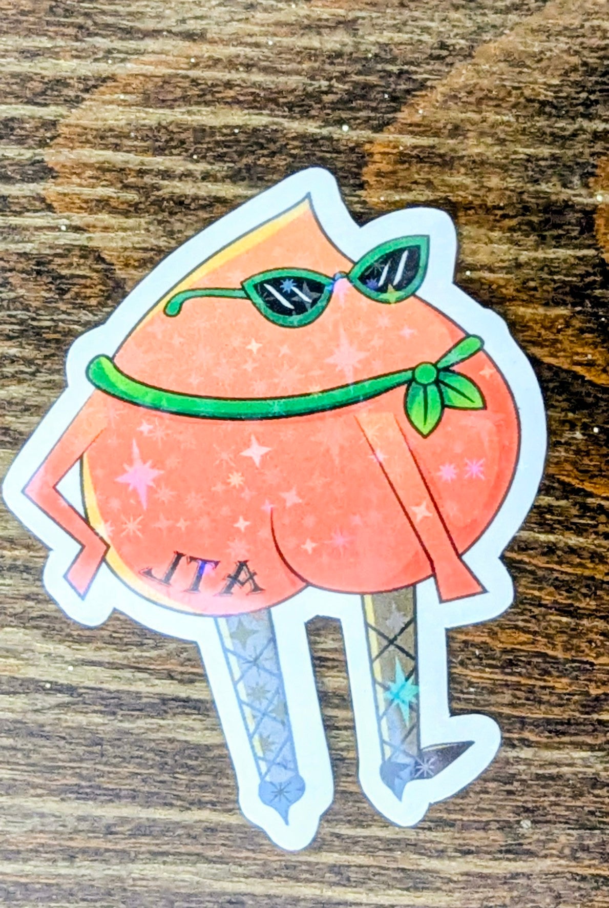 2" Holographic Peach with Cateye Glasses