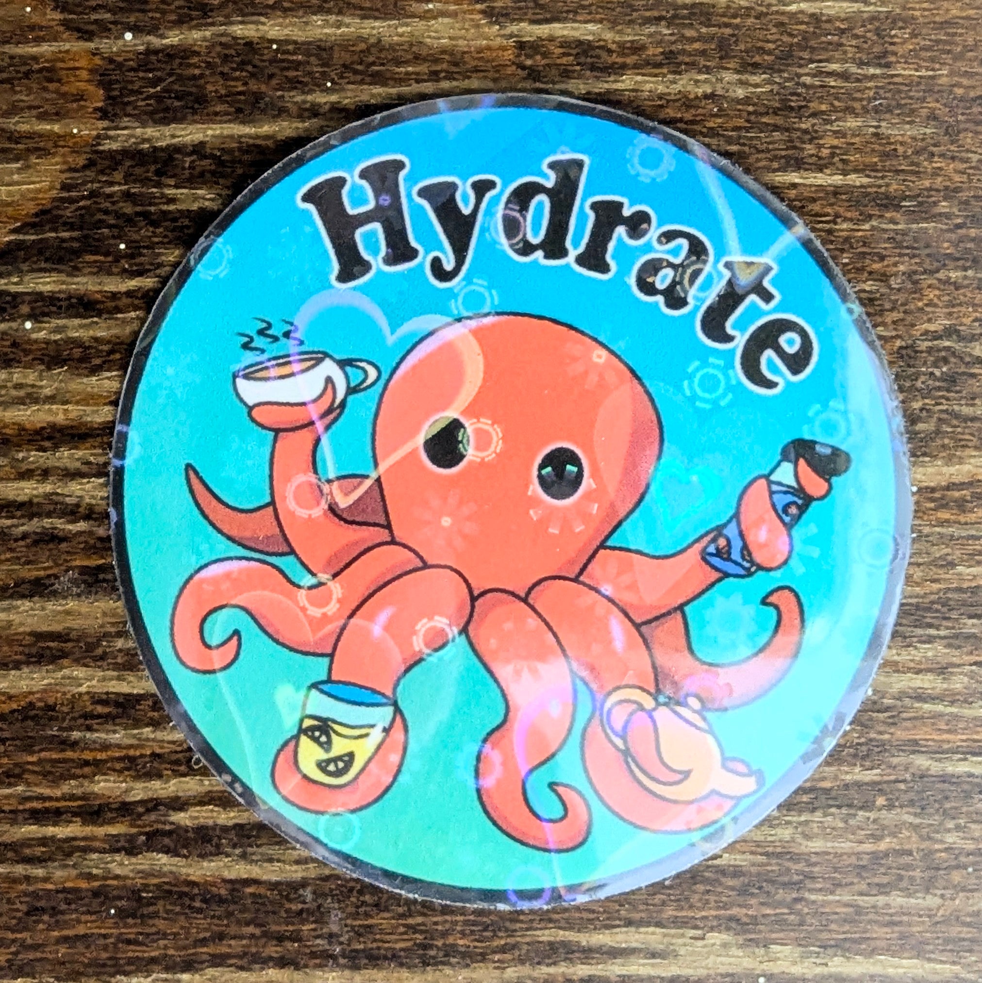3" Holographic Hydrate Red Octopus