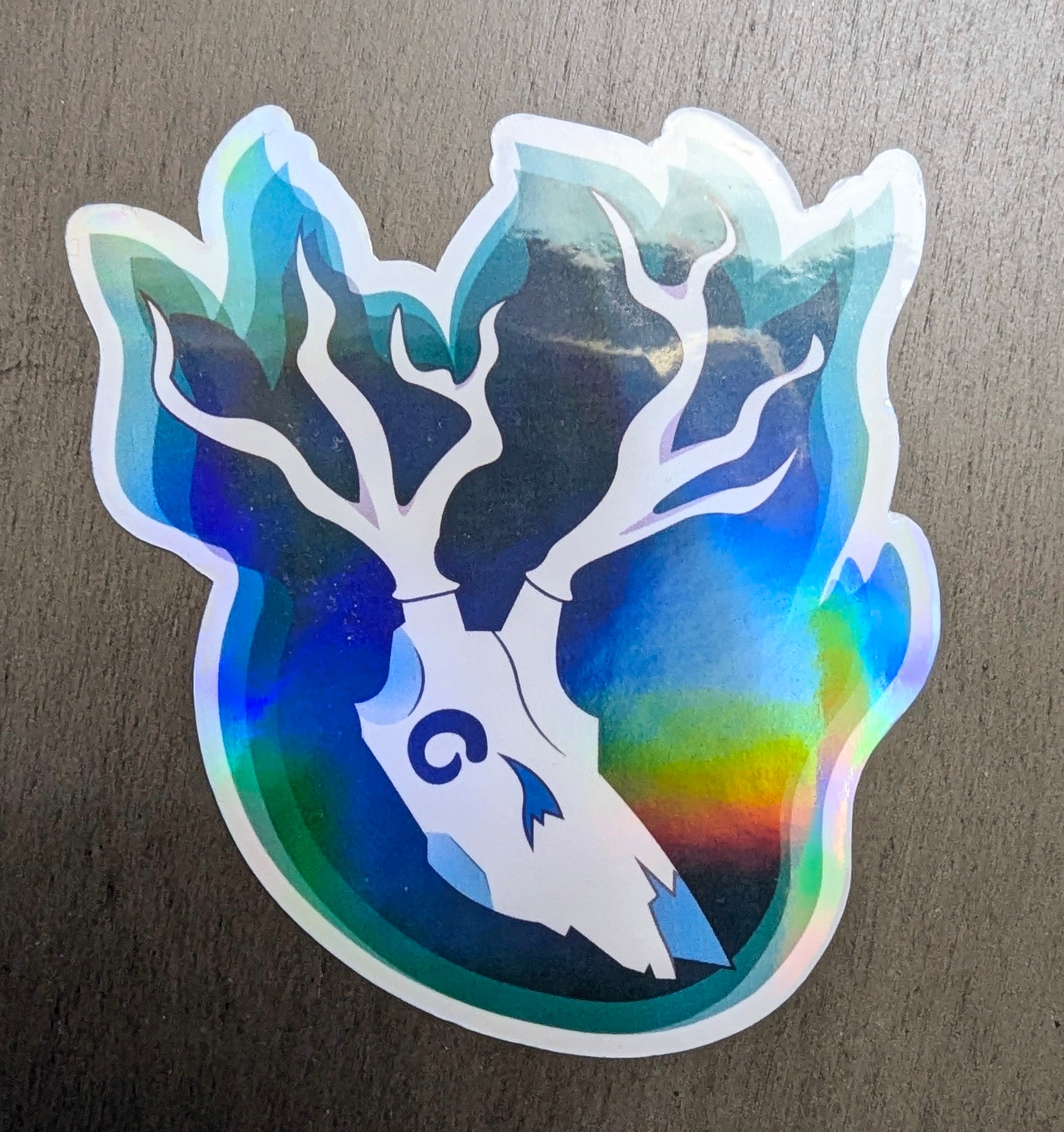 2" Holographic Deer Skull Sticker
