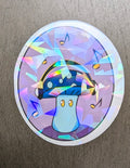 2" Holographic Headphones Mushroom Sticker