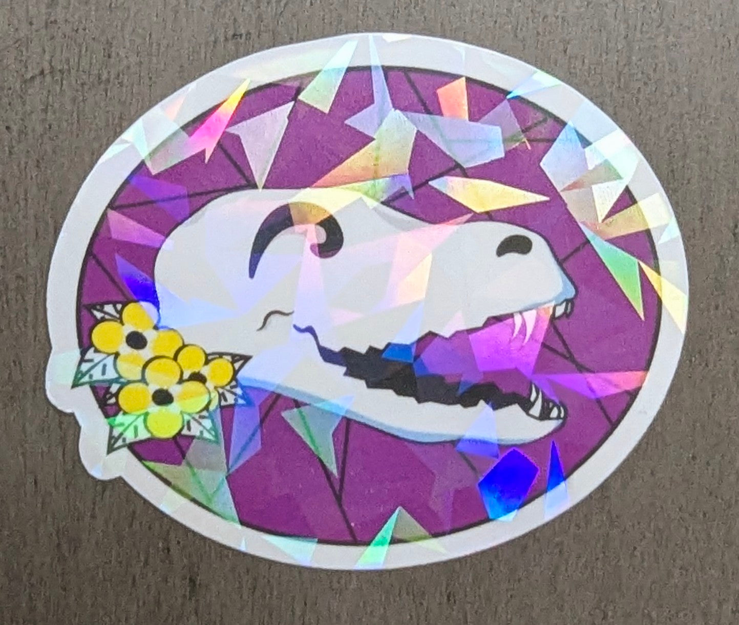 2" Holographic Non-binary Laughing Fox Skull Sticker