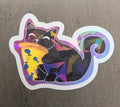 2" Holographic Purple Pizza Cat Sticker