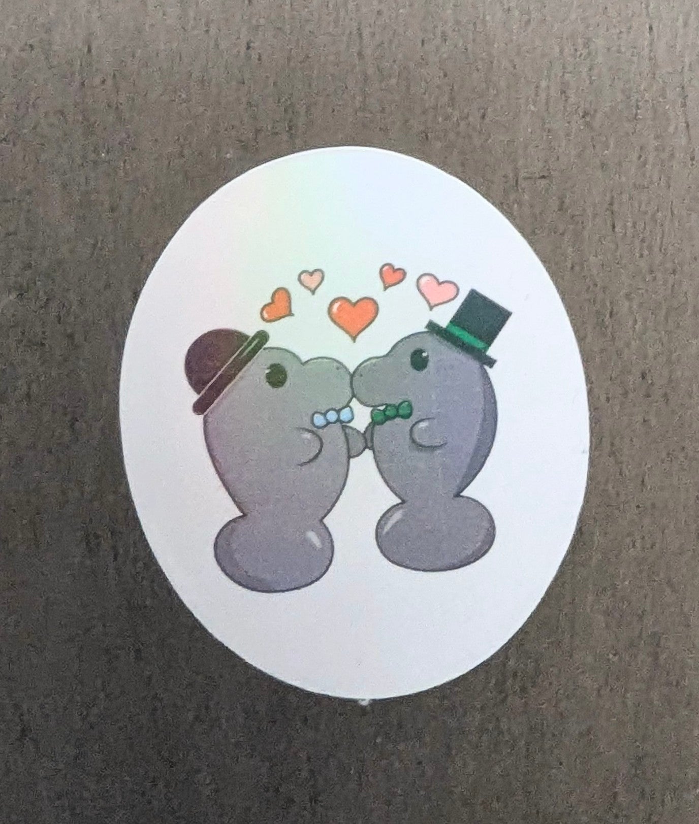 2" Holographic Kissing Gay Manatees Sticker