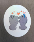 2" Holographic Lesbian Kissing Manatees Sticker