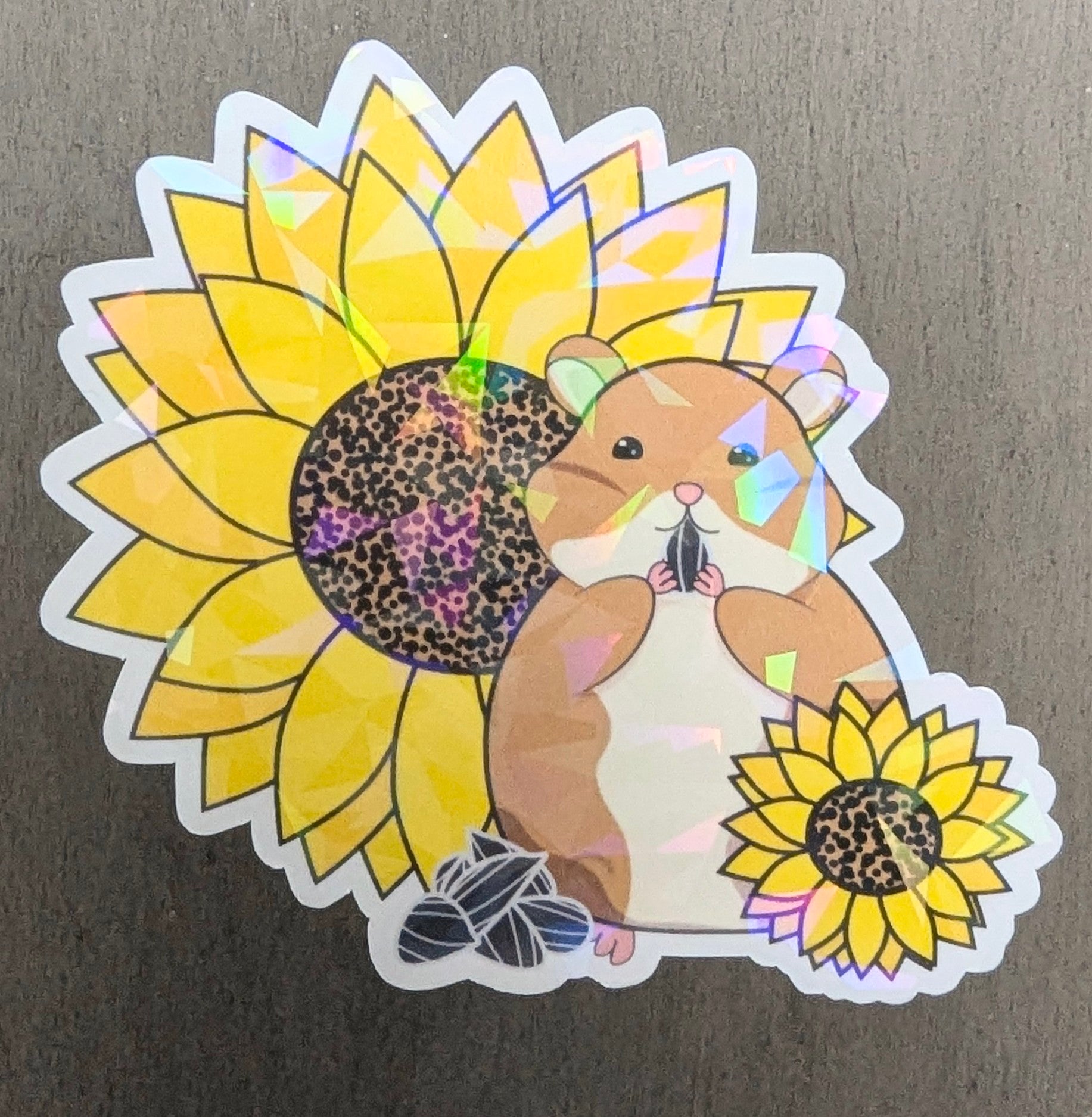 3" Holographic Sunflower Hamster Sticker