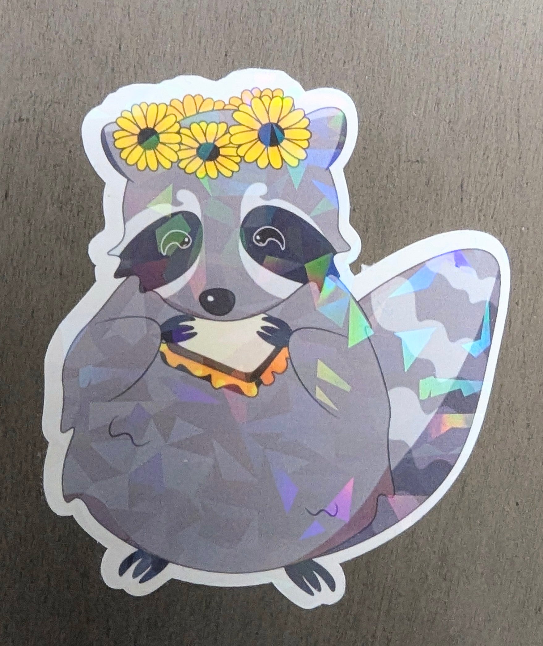 3" Holographic Raccoon with Grilled Cheese Sticker