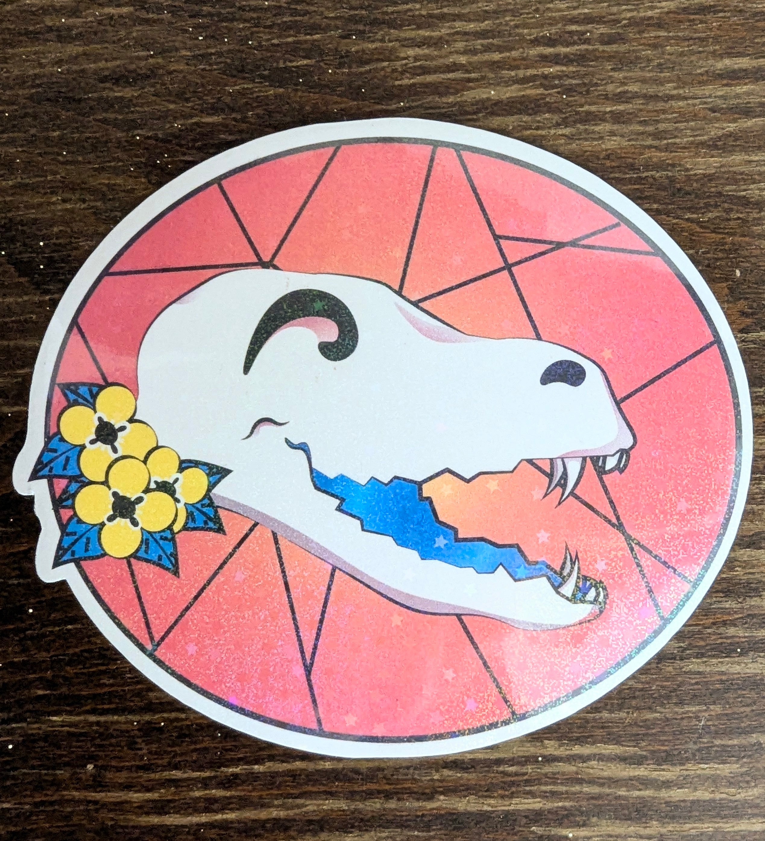 2" Holographic Pansexual Laughing Fox Skull Sticker