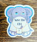 3" Holographic Save the CDC Elephant Scientist (blue outline)