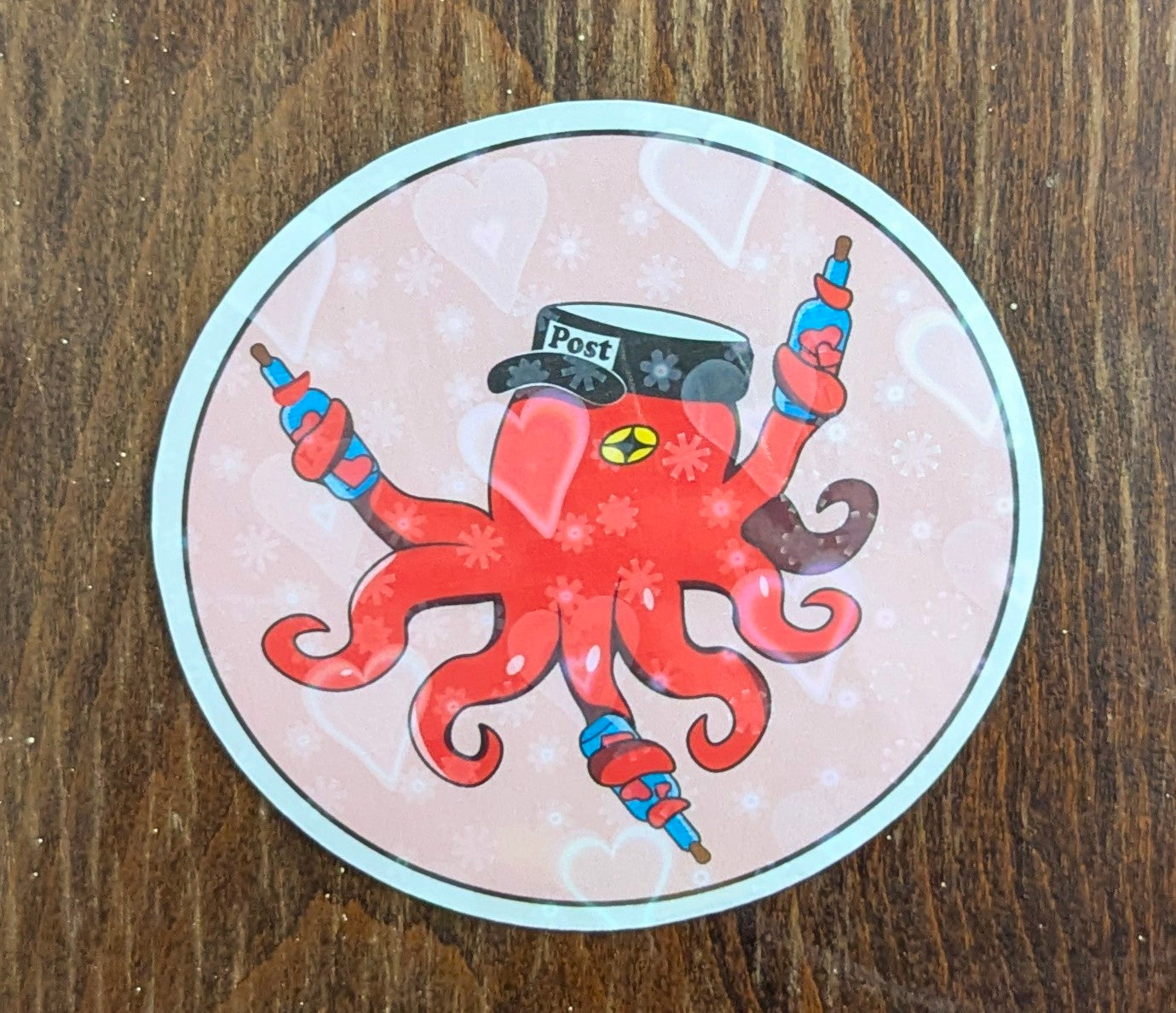 3" Holographic Valentine Postal Octopus Sticker