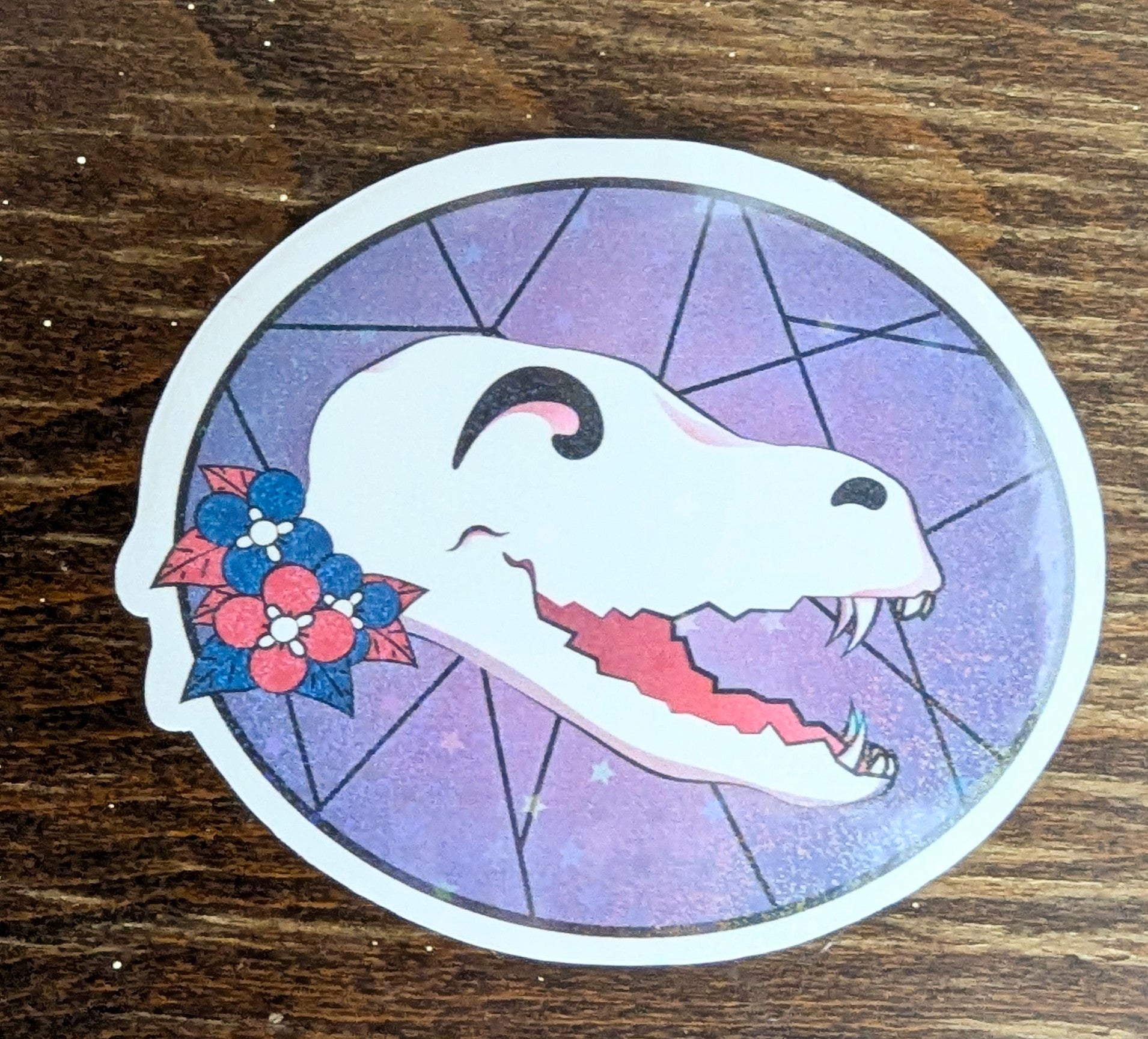 2" Holographic Bisexual Laughing Fox Skull Sticker